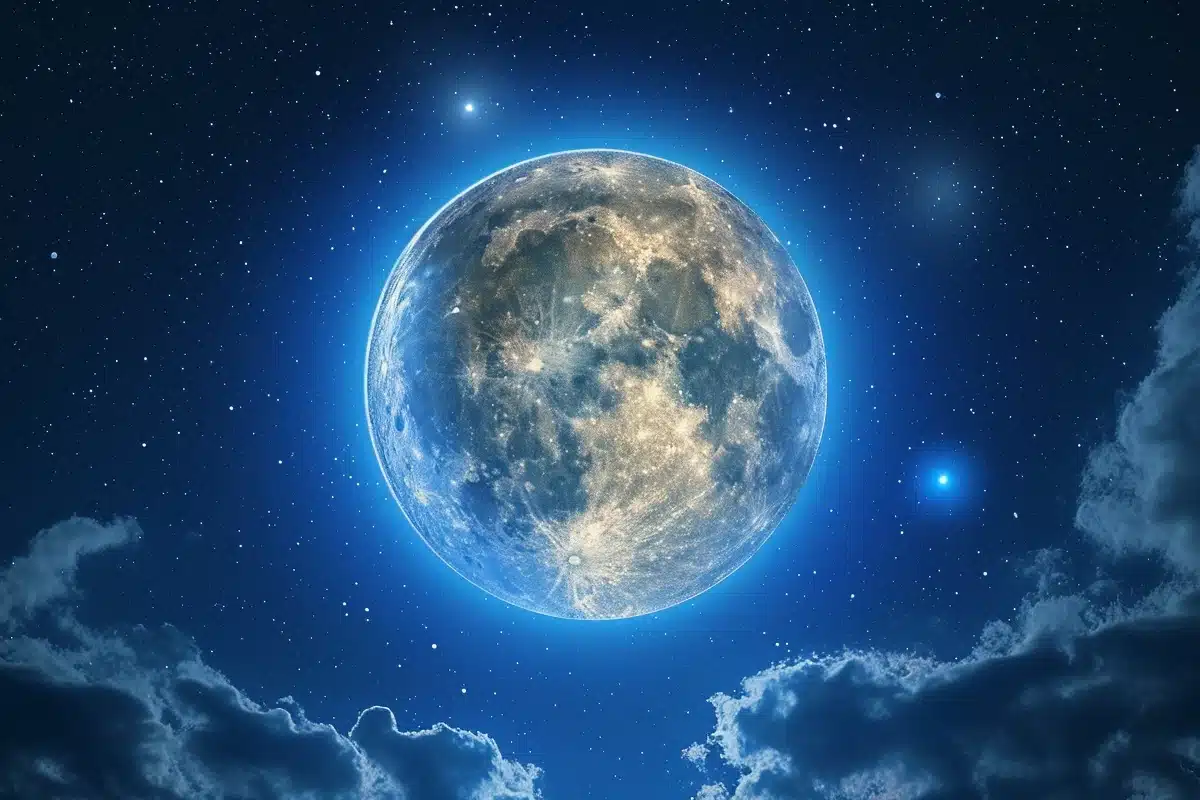 Une photographie hyper réaliste captivant la beauté éthérée de la pleine lune du 25 janvier.