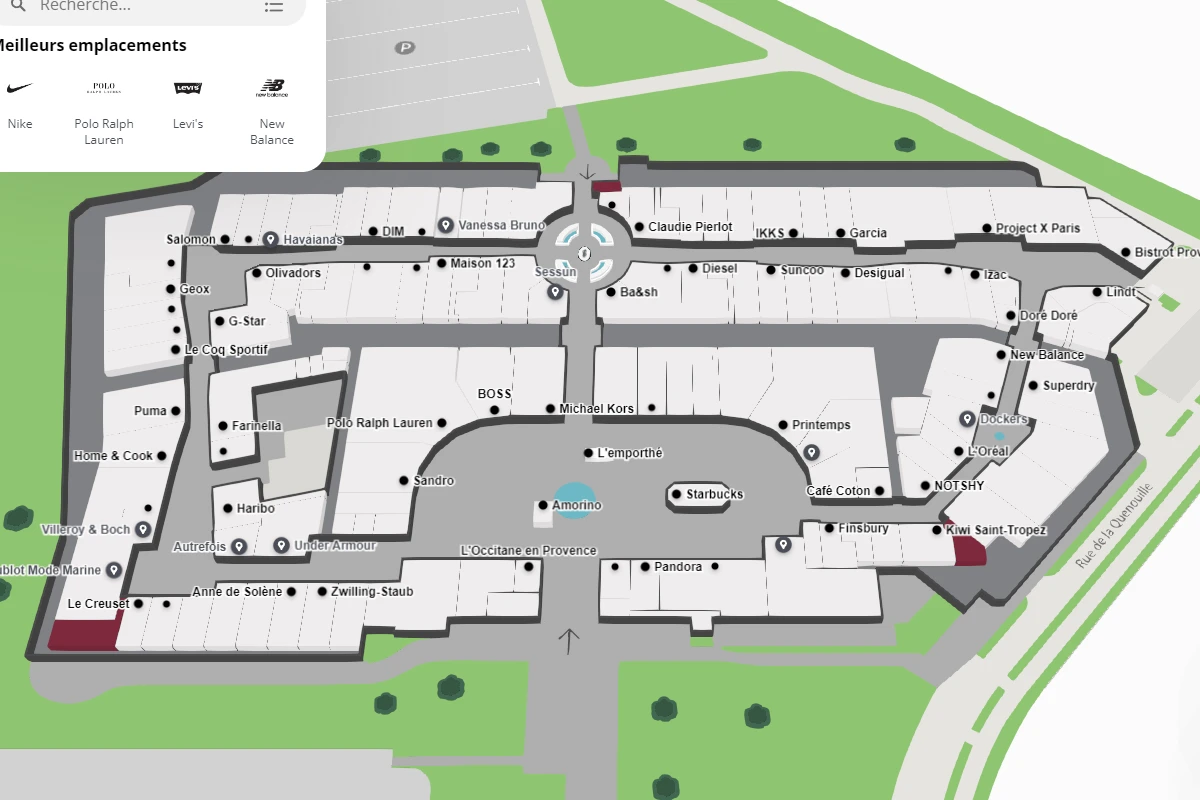 Plan du village des marques Miramas