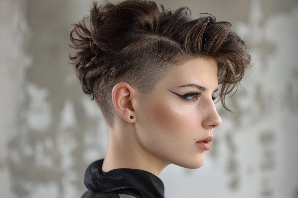 coupe courte femme undercut stylée cheveux ondulés