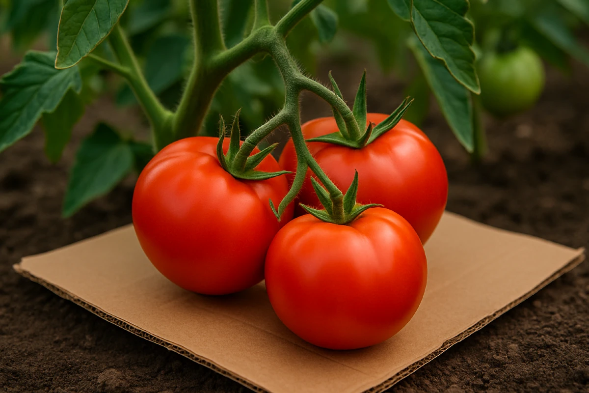 Tomates avec cartons en dessous