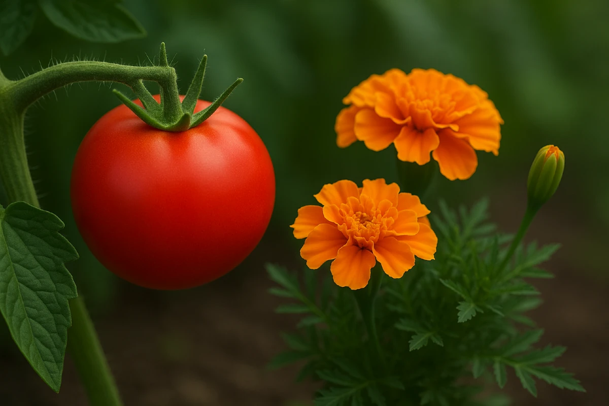 Tomate et oeillets d'indes