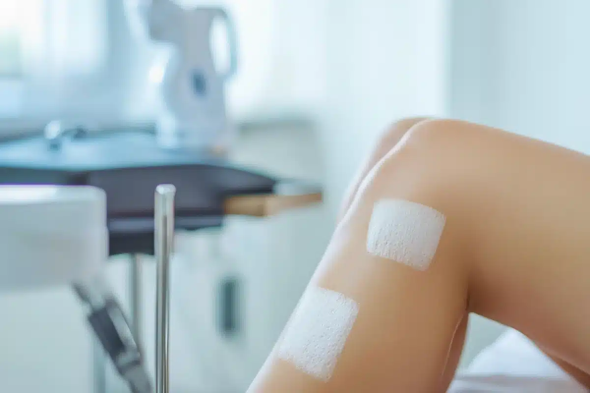 Application d'une crème hydratante sur la peau avec kératose pilaire