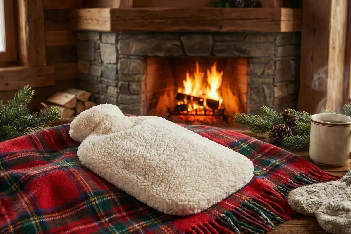 Bouillote devant une cheminée